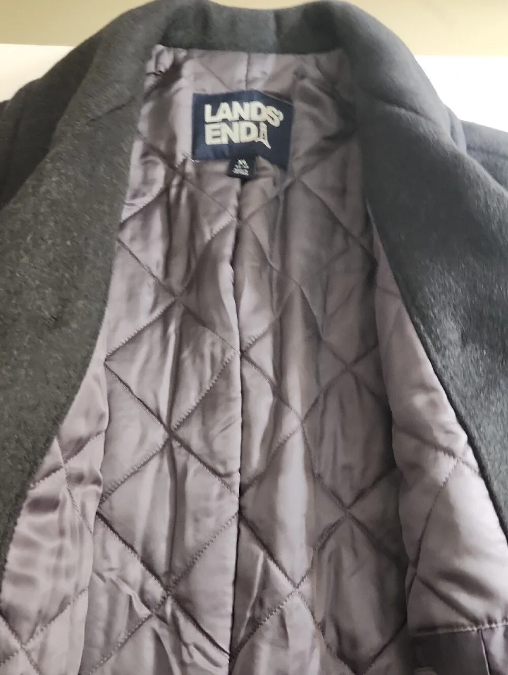 Lands' End Men's XL Charcoal Gray Wool Pea Coat